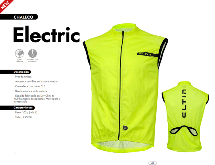 CHALECO ELTIN ELECTRIC CICLISTA AMARILLO FLUOR Y NEGRO UNISEX S